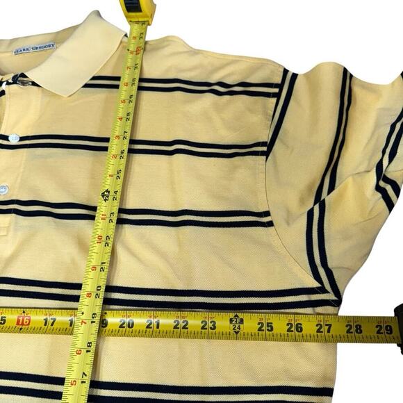 Vtg Clark And Gregory Shirt Men's Polo Short Sleeve Yellow Striped 2XL Preppy - Picture 5 of 7